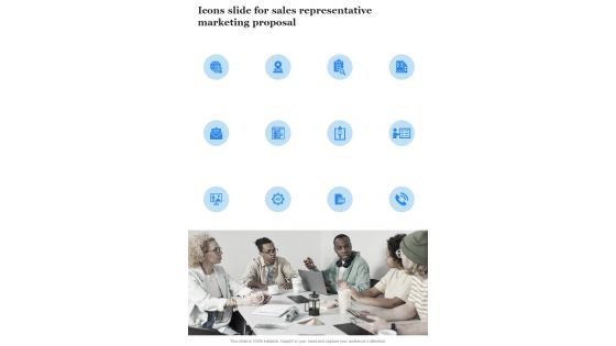 Icons Slide For Sales Representative Marketing Proposal One Pager Sample Example Document