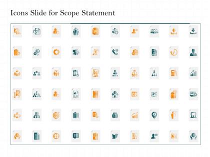 Icons slide for scope statement ppt powerpoint presentation icon background images