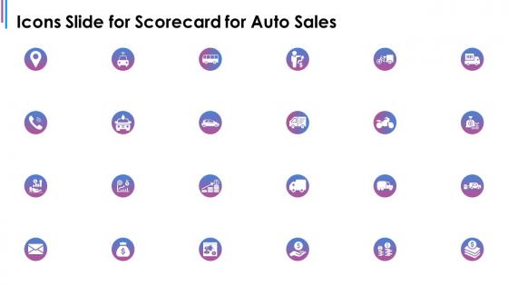 Icons slide for scorecard for auto sales ppt diagram ppt