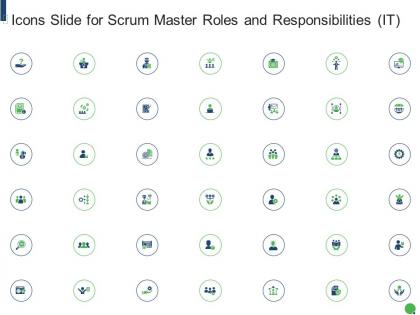 Icons slide for scrum master roles and responsibilities it