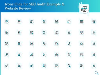 Icons slide for seo audit example and website review ppt powerpoint infographics