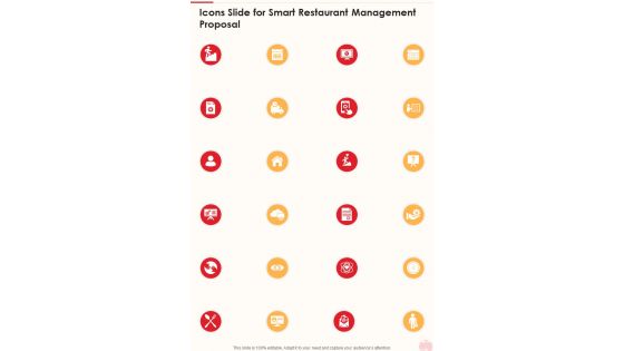 Icons Slide For Smart Restaurant Management Proposal One Pager Sample Example Document