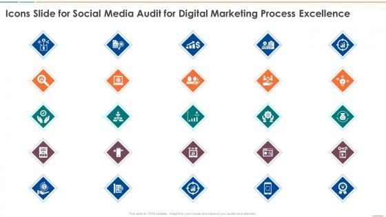 Icons Slide For Social Media Audit For Digital Marketing Process Excellence