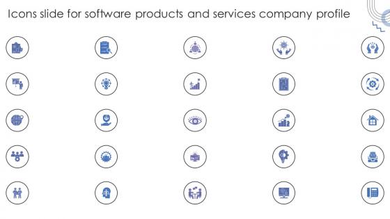 Icons Slide For Software Products And Services Company Profile Ppt Slides Background Images