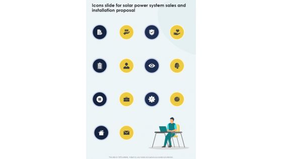 Icons Slide For Solar Power System Sales And Installation One Pager Sample Example Document