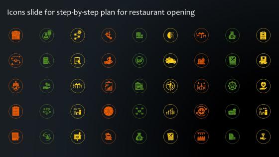 Icons Slide For Step By Step Plan For Restaurant Opening