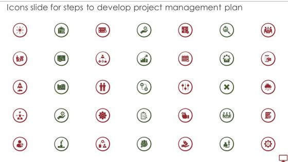 Icons Slide For Steps To Develop Project Management Plan