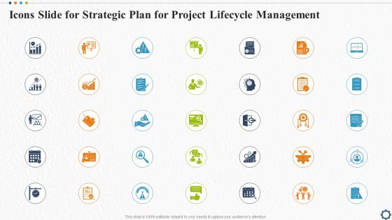 Icons Slide For Strategic Plan For Project Lifecycle Management