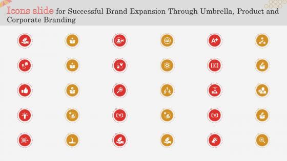 Icons Slide For Successful Brand Expansion Through Umbrella Product And Corporate Branding
