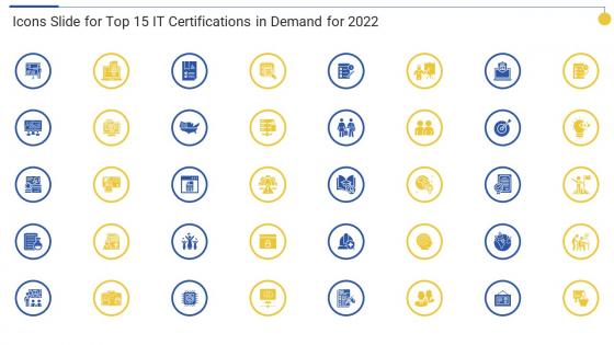 Icons Slide For Top 15 IT Certifications In Demand For 2022