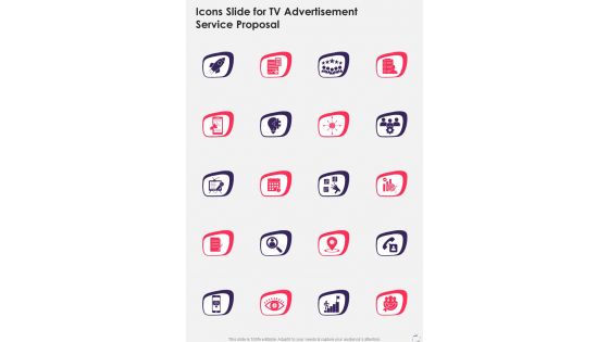 Icons Slide For Tv Advertisement Service Proposal One Pager Sample Example Document