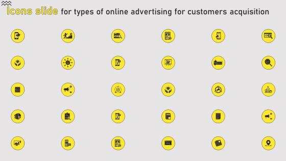 Icons Slide For Types Of Online Advertising For Customers Acquisition