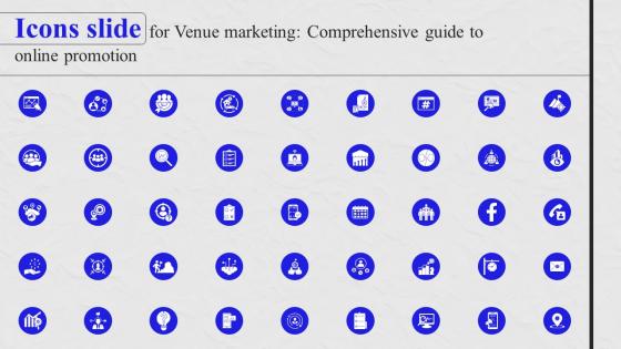 Icons Slide For Venue Marketing Comprehensive Guide To Online Promotion MKT SS V