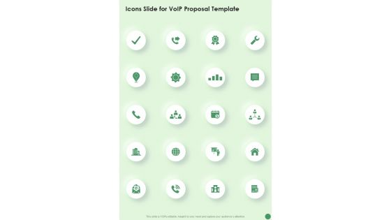 Icons Slide For Voip Proposal Template One Pager Sample Example Document