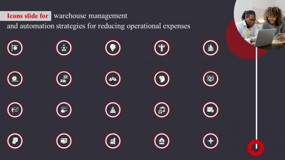 Icons Slide For Warehouse Management And Automation Strategies For Reducing Operational