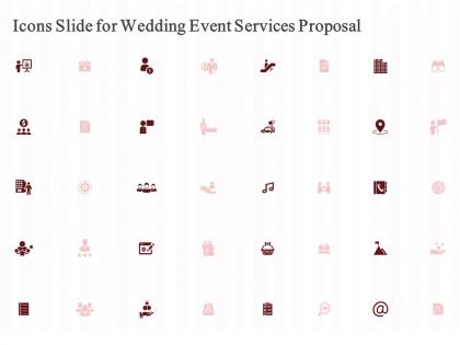 Icons slide for wedding event services proposal ppt powerpoint presentation file
