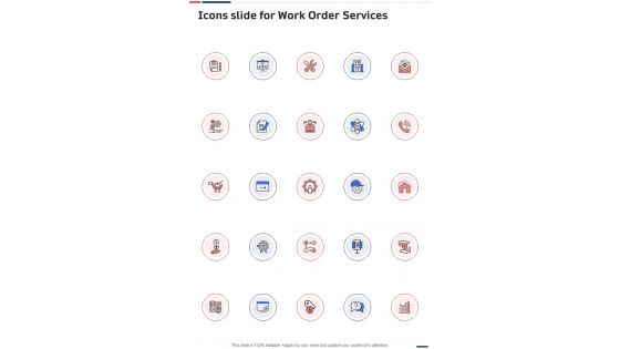 Icons Slide For Work Order Services One Pager Sample Example Document