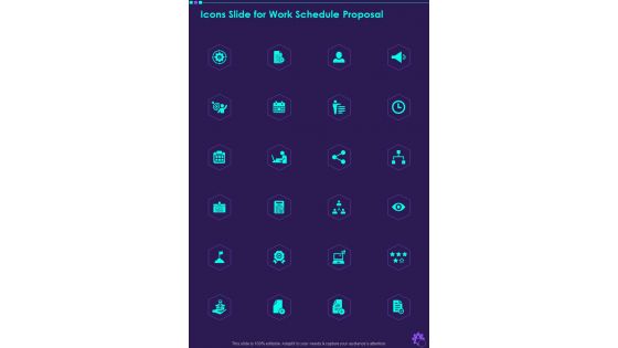 Icons Slide For Work Schedule Proposal One Pager Sample Example Document