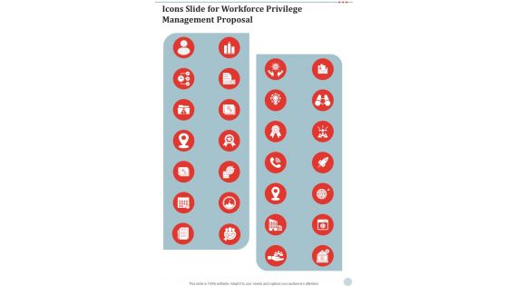 Icons Slide For Workforce Privilege Management Proposal One Pager Sample Example Document