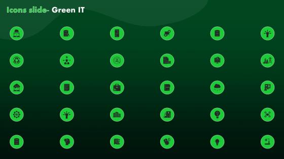 Icons Slide Green IT Ppt Powerpoint Presentation File Icon