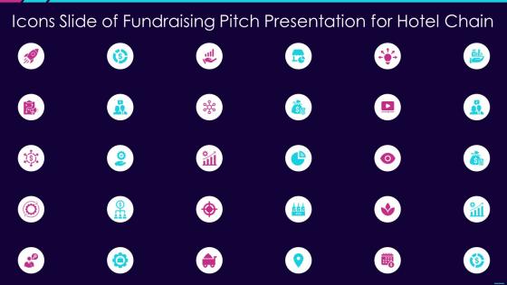 Icons slide of fundraising pitch presentation for hotel chain