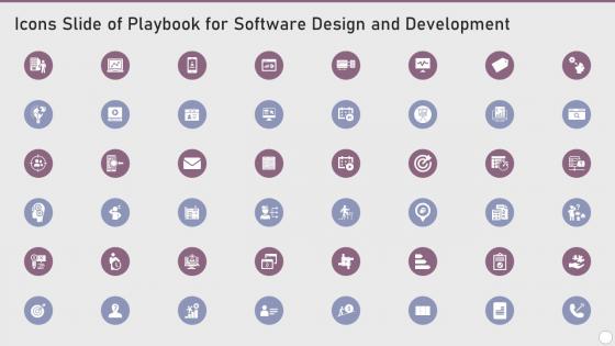 Icons Slide Of Playbook For Software Design And Development