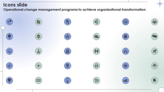 Icons Slide Operational Change Management Programs To Achieve Organizational Transformation