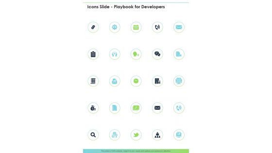 Icons Slide Playbook For Developers One Pager Sample Example Document