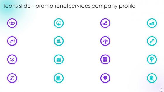 Icons Slide Promotional Services Company Profile Ppt Slides Background Image