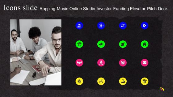 Icons Slide Rapping Music Online Studio Investor Funding Elevator Pitch Deck