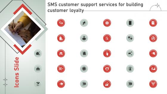 Icons Slide SMS Customer Support Services For Building Customer Loyalty