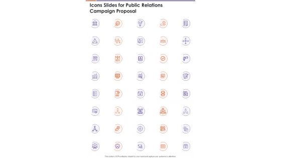 Icons Slides For Public Relations Campaign Proposal One Pager Sample Example Document