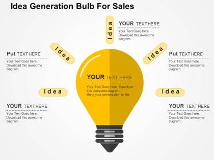 Idea generation bulb for sales flat powerpoint design