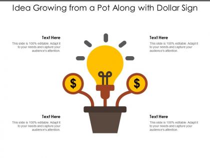 Idea growing from a pot along with dollar sign