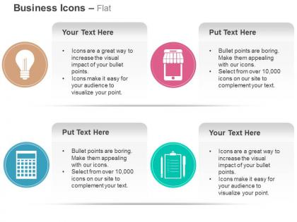 Idea mobile shopping checklist calculator ppt icons graphics