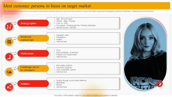 Ideal Customer Persona To Focus On Target Market Online Marketing Plan To Generate Website Traffic MKT SS V