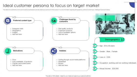 Ideal Customer Persona To Focus On Target Market Plan To Assist Organizations In Developing MKT SS V