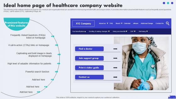 Ideal Home Page Of Healthcare Company Hospital Marketing Plan To Improve Patient Strategy SS V