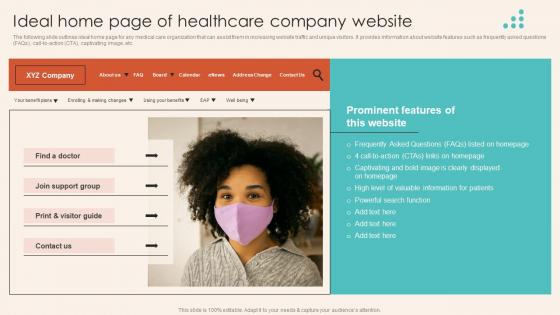 Ideal Home Page Of Healthcare Company Website Introduction To Healthcare Marketing Strategy SS V
