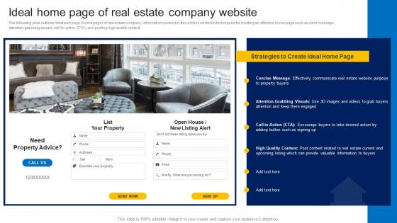 Ideal Home Page Of Real Estate Company Website How To Market Commercial And Residential Property MKT SS V