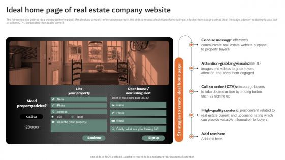 Ideal Home Page Of Real Estate Company Website Online And Offline Marketing Strategies MKT SS V