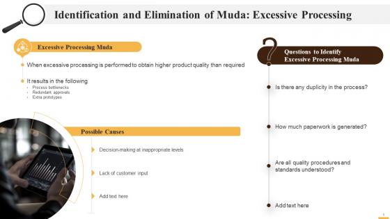 Identification And Elimination Of Excessive Processing Muda Training Ppt