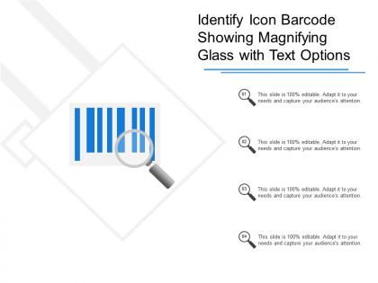 Identify icon barcode showing magnifying glass with text options