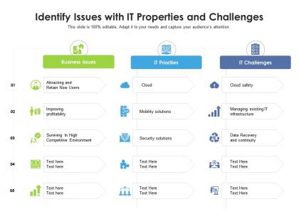 Identify issues with it properties and challenges