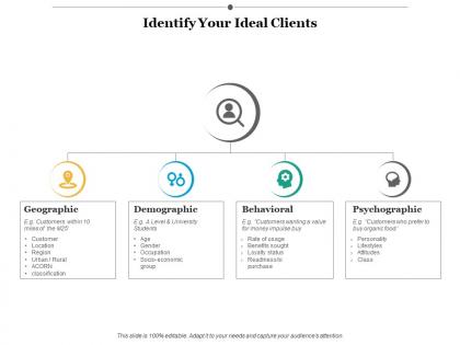 Identify your ideal clients psychographic ppt infographics example introduction
