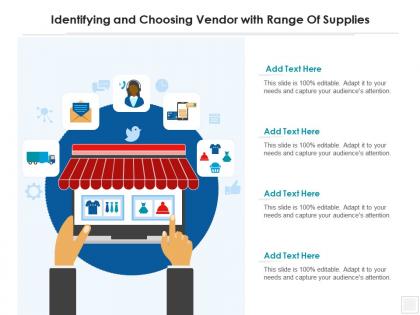 Identifying and choosing vendor with range of supplies