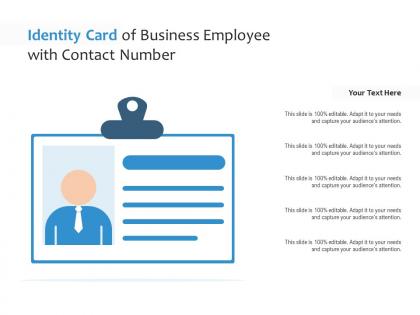 Identity card of business employee with contact number