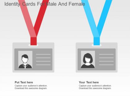 Identity cards for male and female flat powerpoint design
