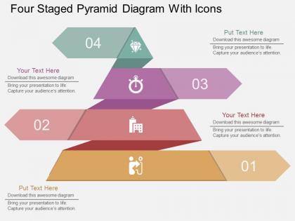 Ie four staged pyramid diagram with icons flat powerpoint design