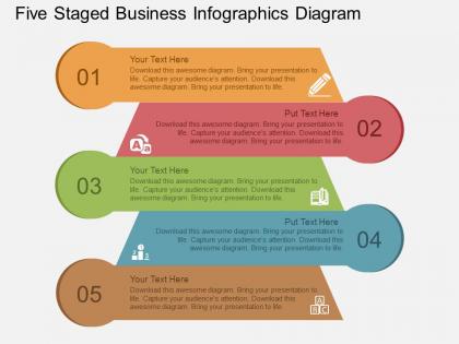 If five staged business infographics diagram flat powerpoint design